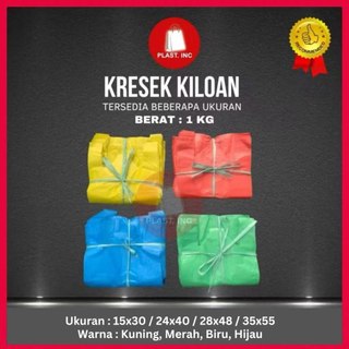 KRESEK KILOAN / KANTONG PLASTIK WARNA WARNI LOS IKAT 1 KG