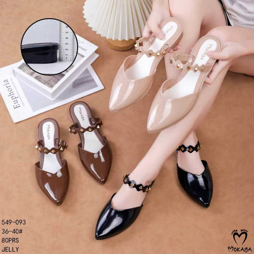 ผู้หญิง Casual Glossy Let Permata นําเข้า Mokaya รองเท้าสํานักงานรองเท้าแตะ 549-093 & Mokaya 549-091