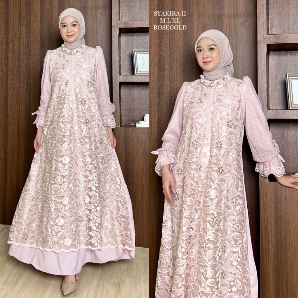 Syakira Premium Dress (ฟรีสร้อยคอ)//ชุดปาร์ตี้เรียบง่ายและสง่างามล่าสุด//เดรสพรีเมี่ยม Eid Edition