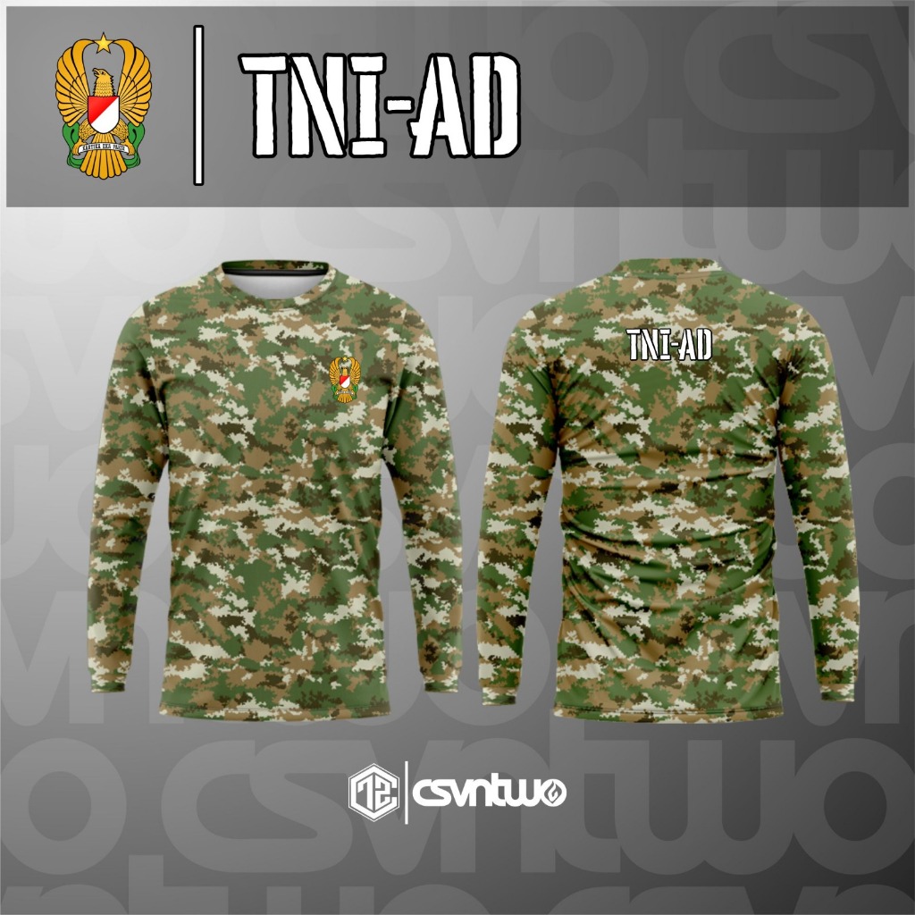 TNI Sage Green Long Sleeve Camouflage T-shirt with Last Dryfit Logo Screen Printing / LATEST LONG-SL