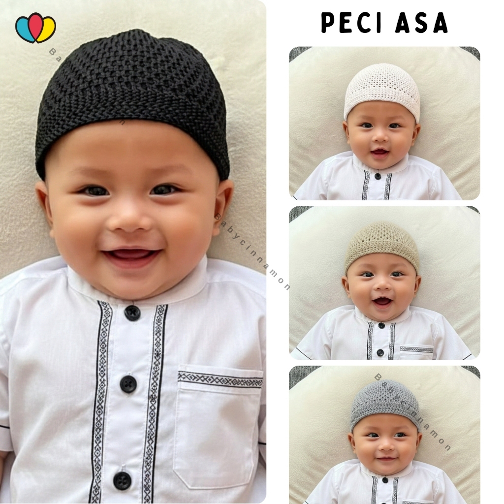 Asa Peci Size Baby - 5 ปี / ถัก Kopah เด็กวัยหัดเดินหมวกถัก Kopiah Boys ถัก Baby Ngaji มัสยิด 1 2 3 4 ปี Soft babycinnamon