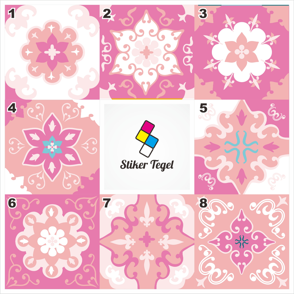 ST - ใหม่ 5 PINK MOTIF TILE STICKER / FLOOR STICKER / เซรามิก / ผนังห้องอาบน้ํา / CUSTOMIZED