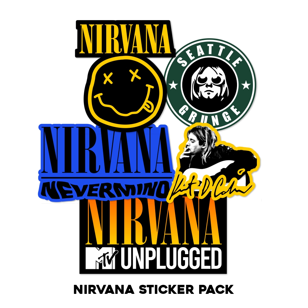 สติ๊กเกอร์ NIRVANA PACK AESTHETIC BAND STICKER VINYL LAMINATED GLOSSY KISS CUT