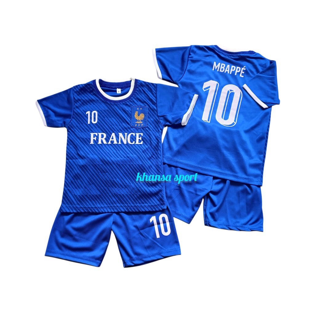 ใหม่ล่าสุด FRENCH MBAPPE เสื้อฟุตบอล FRENCH MBAPPE FRENCH MBAPPE FOOTBALL SET AGES 1-14 ปีคุณภาพพรีเ