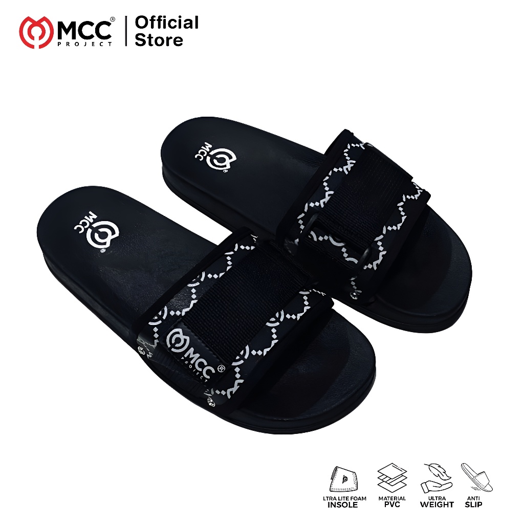 MCC Project รองเท้าแตะ Sclop แฟชั่นผู้ชาย WB 01 Slip On Adult - สีดําสีขาว