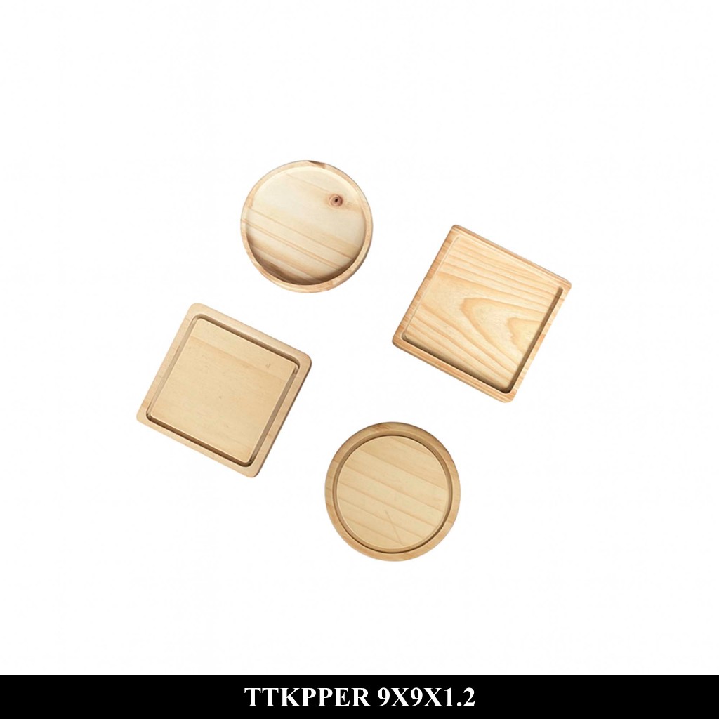 TCKPPER 9X9X1.2 ที่รองแก้วไม้สนธรรมชาติ ความงาม กาแฟ Caoffee Shop ของที่ระลึก
