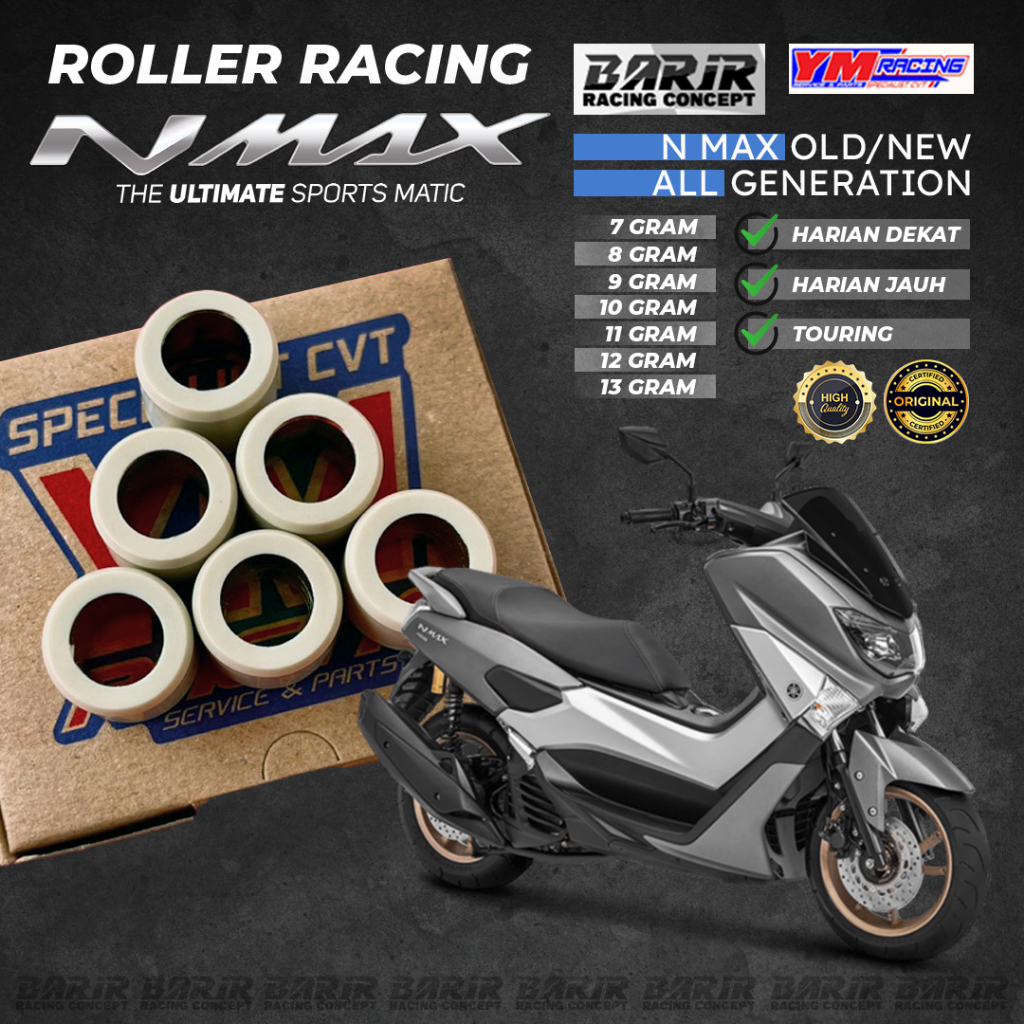 ROLLER NMAX YM RACING OLD/NEW 1 ชุด (6 ชิ้น) สามารถ MIX/Slang 7-13 gr yamaha รถมอเตอร์ไซด์อัตโนมัติ