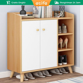 E-TIFE Rak Sepatu Minimalis Lemari Serbaguna Lemari Sepatu Pintu Rumah Kapasitas Besar Lemari Penyimpanan Loker Balkon Modern Sederhana