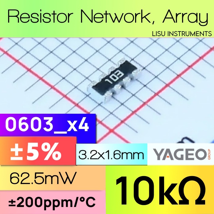 10k 0603x4 8P4R ±5% เครือข่ายตัวต้านทานอาร์เรย์ 103 YAGEO YC164-JR-0710KL
