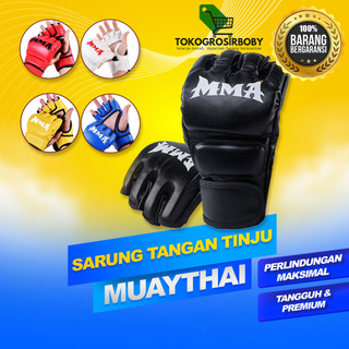 SARUNG TANGAN TINJU MUAY THAI  BOXING MMA UFC MUUKURAN DEWASA MURAH  LEATHER GLOVES EMPUK
