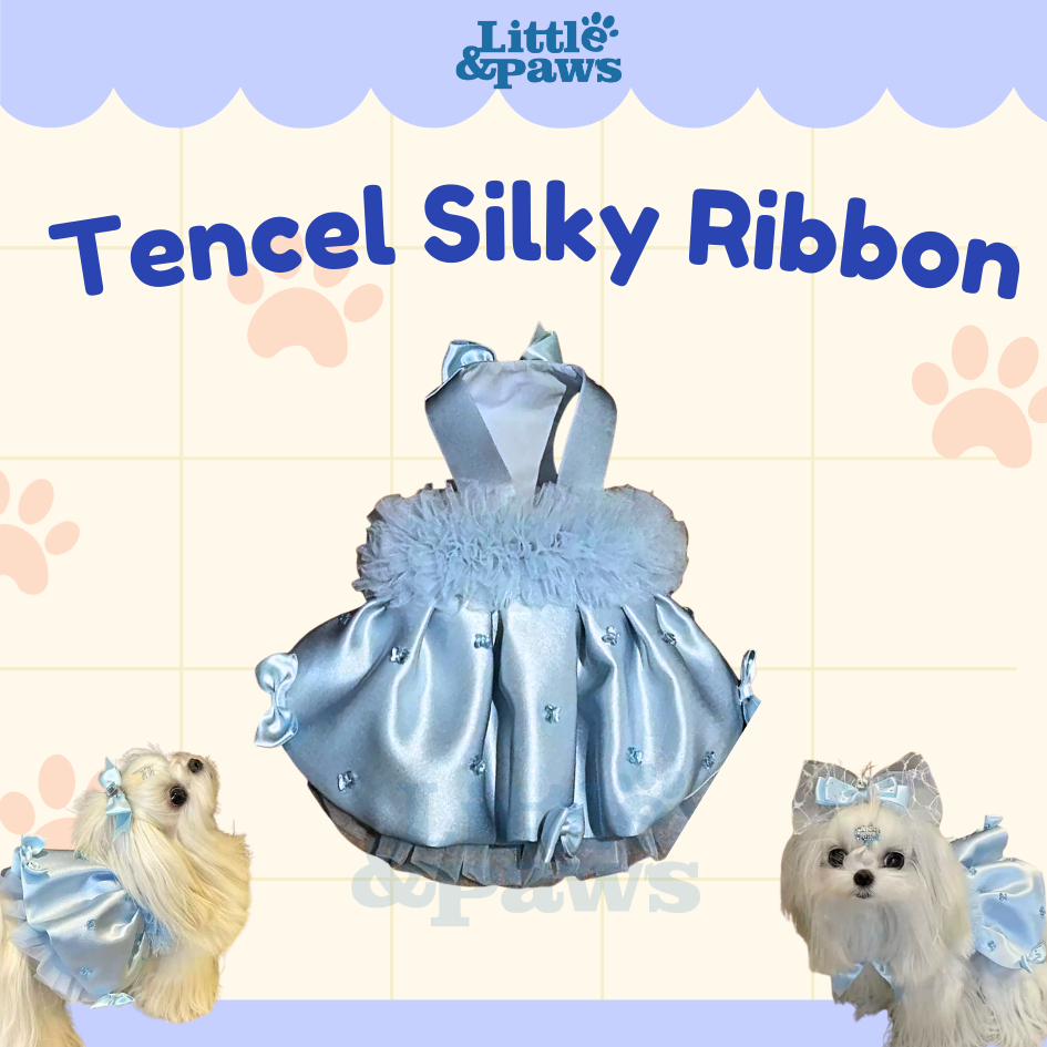 Tancel Silky Ribbon Dress Cloudy Soft Korean Style Premium Pet Dog Clothes