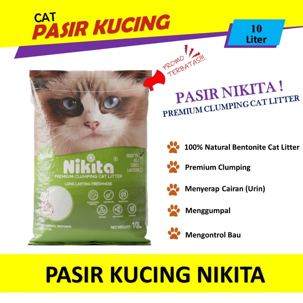 NIKITA ทรายแมว 10 ลิตร - ทรายแมวจับกลิ่น 10 ลิตร Bentonite