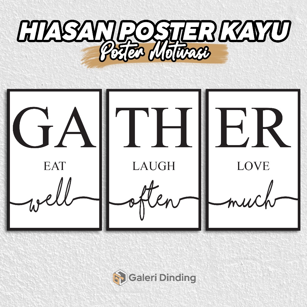 Vibes Family Aesthetic โปสเตอร์ไม้ตกแต่งผนัง 3 ชิ้นที่เชื่อมต่อตกแต่งบ้าน (20x30 ซม.)