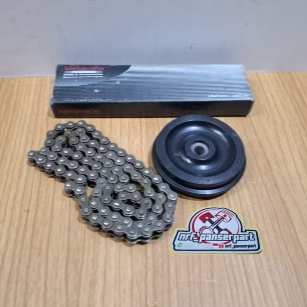MESIN RANTE KETENG S90 86L//ENGINE KAMPRAT CHAIN SET RUBBER ROLL TENSIONER HONDA S 90/SC 90 Z//S90Z