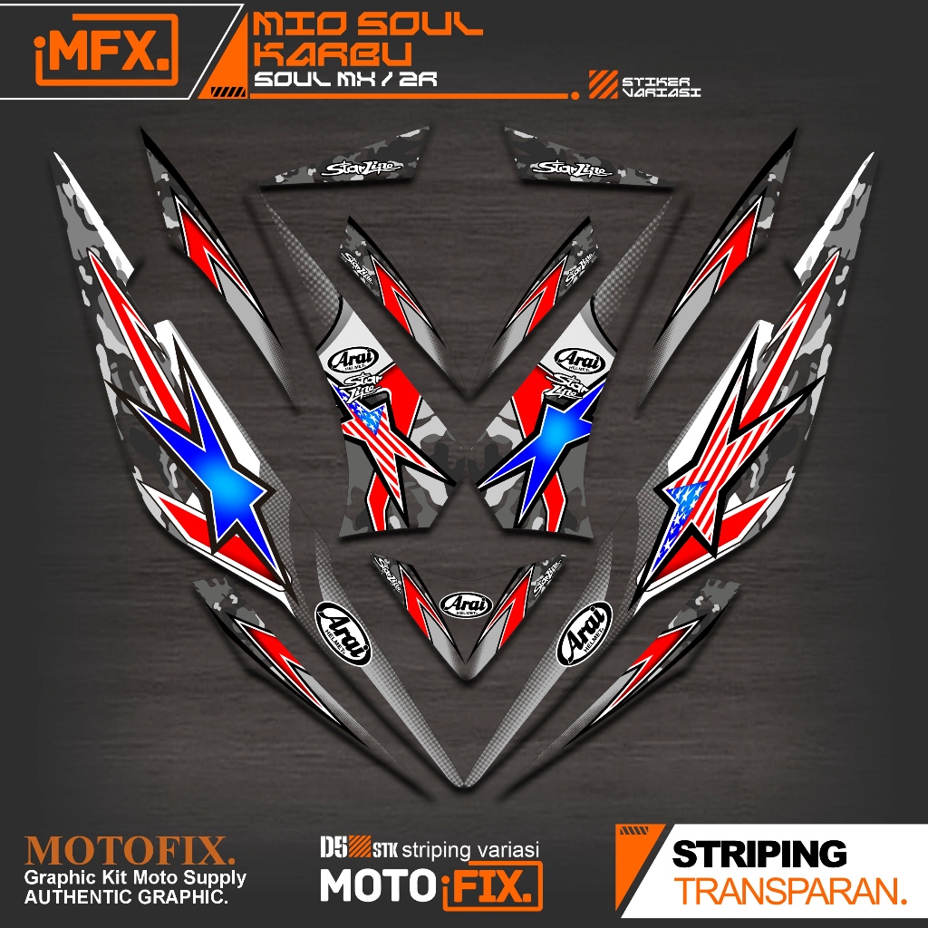 STRIPING MIO SOUL OLD MFX4/SOUL Z CARBON/STICKER SOUL OLD MX/STICKER SOUL ZR คาร์บอนสติ๊กเกอร์ SOUL 115