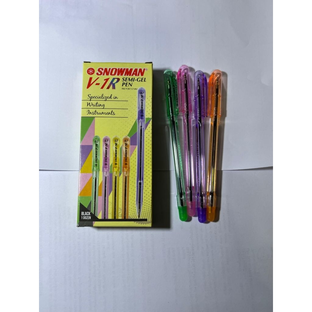 (12 ชิ้น) SNOWMAN V1R 0.7MM PACK PEN