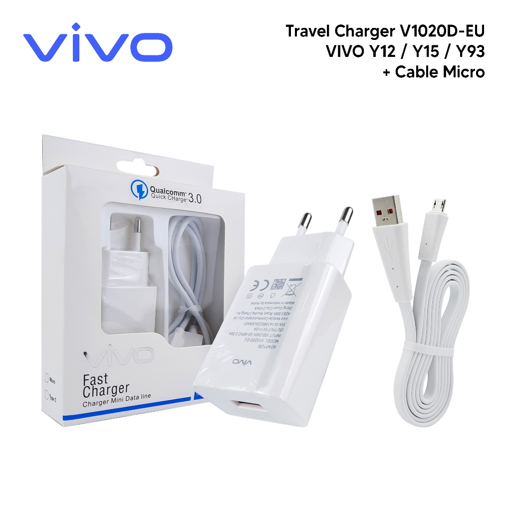 Vivo Fast Charging Micro USB Charger พร้อมสายชาร์จ Micro USB Vivo V1020D Vivo Y12/Y15/Y93