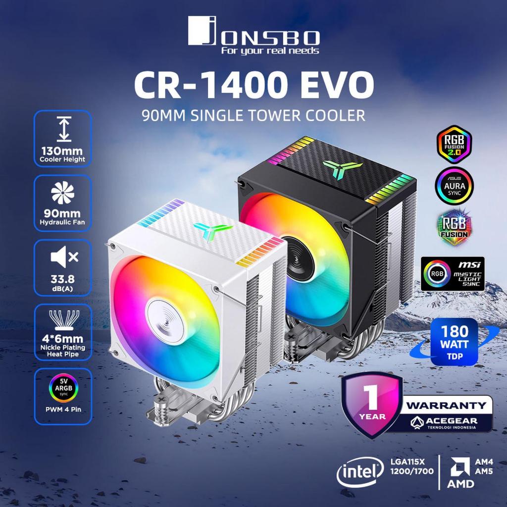 Jonsbo CR-1400 EVO Cpu Cooler ARGB Intel AMD Single Tower 90mm 4Heatpipe
