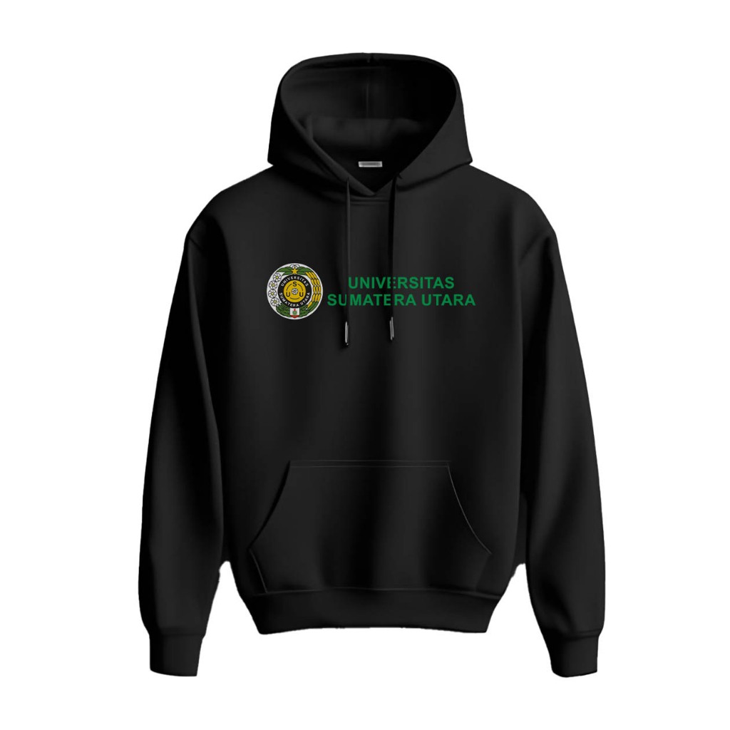 USU Hoodie North Sumatra University เสื้อสเวตเตอร์ผ้าฟลีซ Unisex ผ้าสีดํา