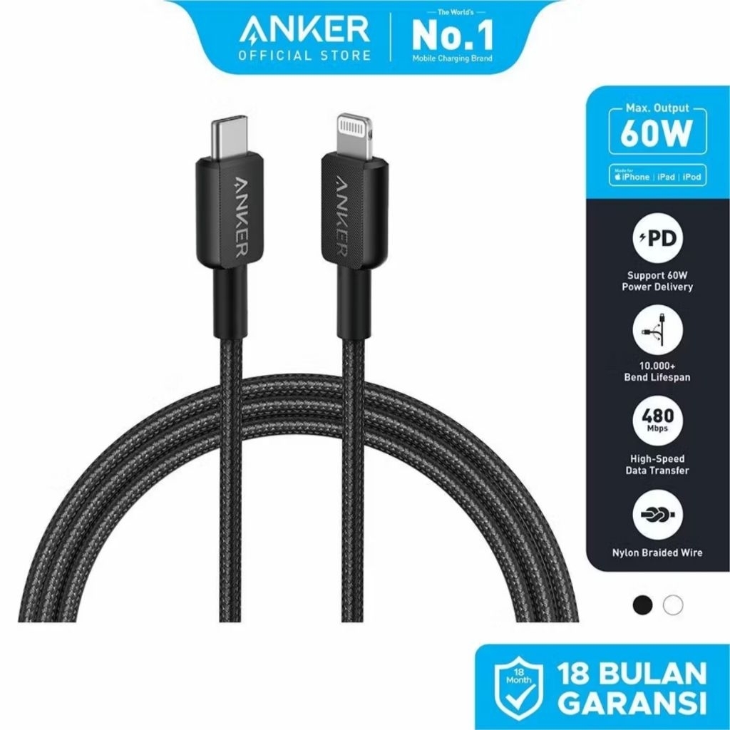 Anker Zolo GaN 30W อะแดปเตอร์ Anker 322 USB-C เป็น Lightning 6ft