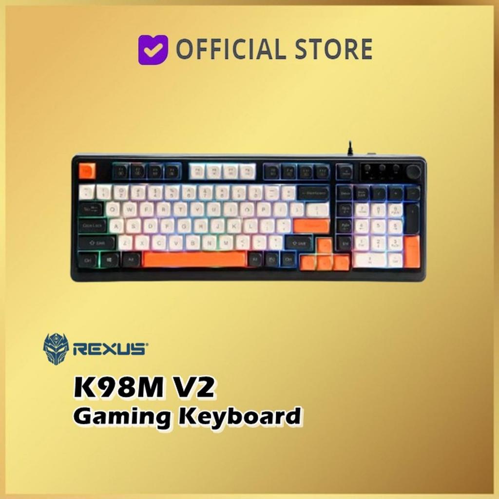 Rexus K98M V2 / K98-M คีย์บอร์ดเกมแบบมีสาย Battlefire Fullsize Led สีเทาเข้ม