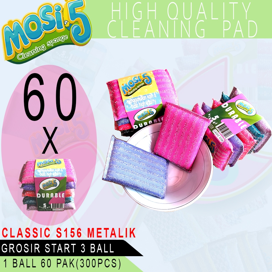 (1 BALL-300 ชิ้น) คุณภาพสูง MOSI5 WASHING SPONGE CLASSIC TYPE S156-MAGIC SPONGE