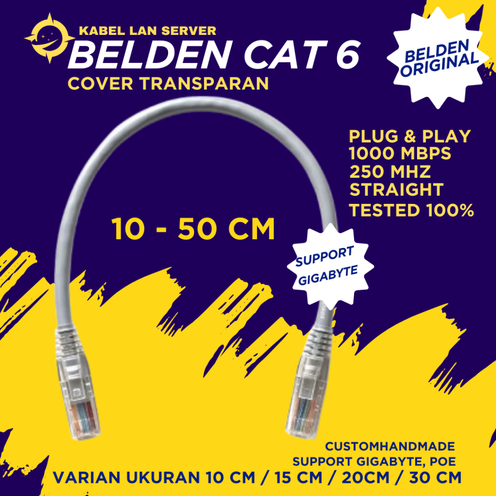 BELDEN UTP CAT 6 SERVER CABLE GIGAbit 30 CM พร้อมใช้