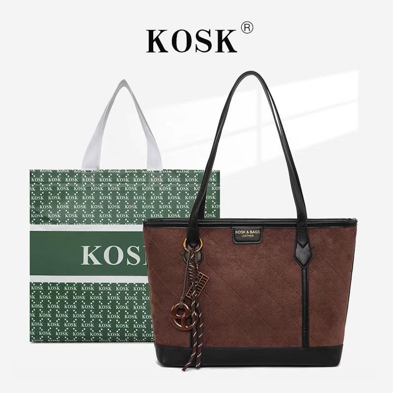 KOSK Womens Fashion Suede Trend Tote Bag - 5295