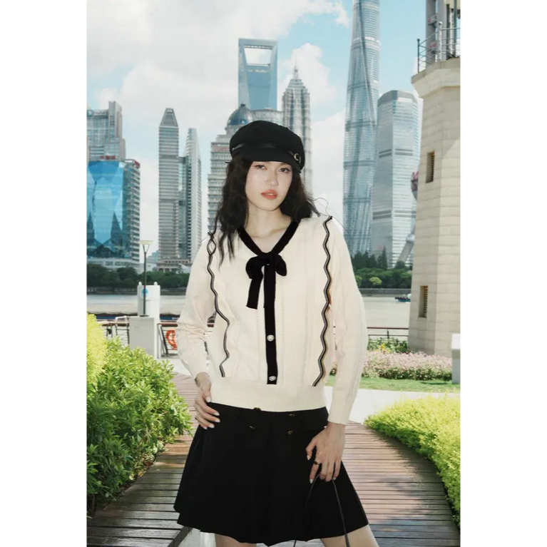 PAVINE - Yejin Ruffle Knit Sweater - เสื้อไหมพรมริบบิ้นผู้หญิง