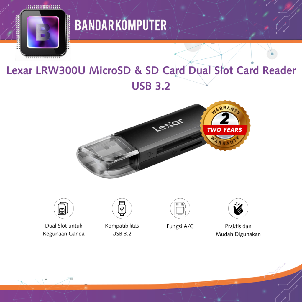 Lexar LRW300U MicroSD & SD Card Dual Slot Card Reader USB 3.2