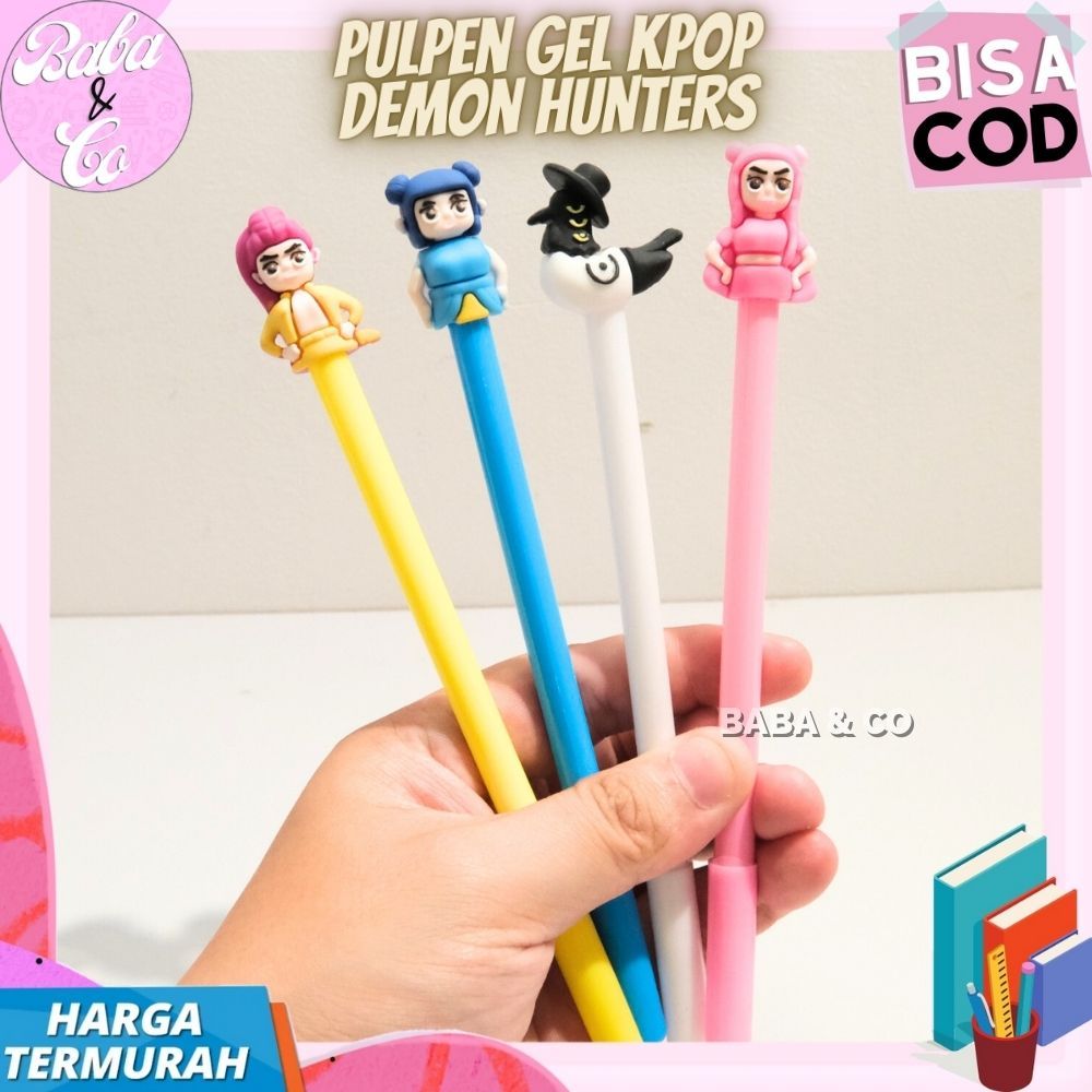KPOP DEMON HUNTERS ปากกาเจลน่ารัก UNIQUE DEMON HUNTERS ปากกา KPOP WHOLESALE ปากกาหมึกสีดํา KPOP DEMO