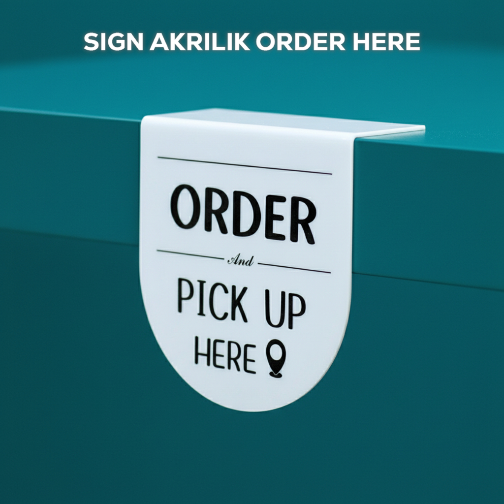 อะคริลิค UV Print Sign ORDER / PICKUP HERE แคชเชียร์ Marker Cafe Resto SAUV81