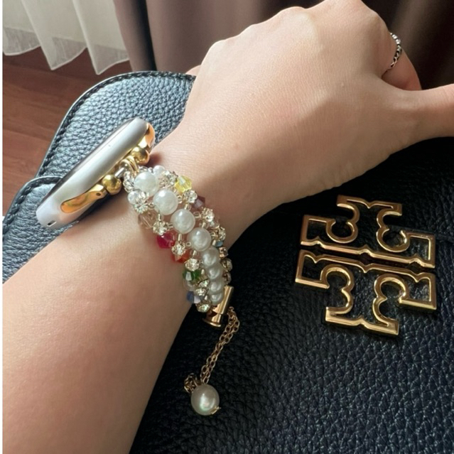 สาย Apple Watch Xiaomi Mi Band 8 Pro 9 Pro 10 Huawei Fit 4 3 Pro 4 18mm 22mm 24mm elegant Bead Women