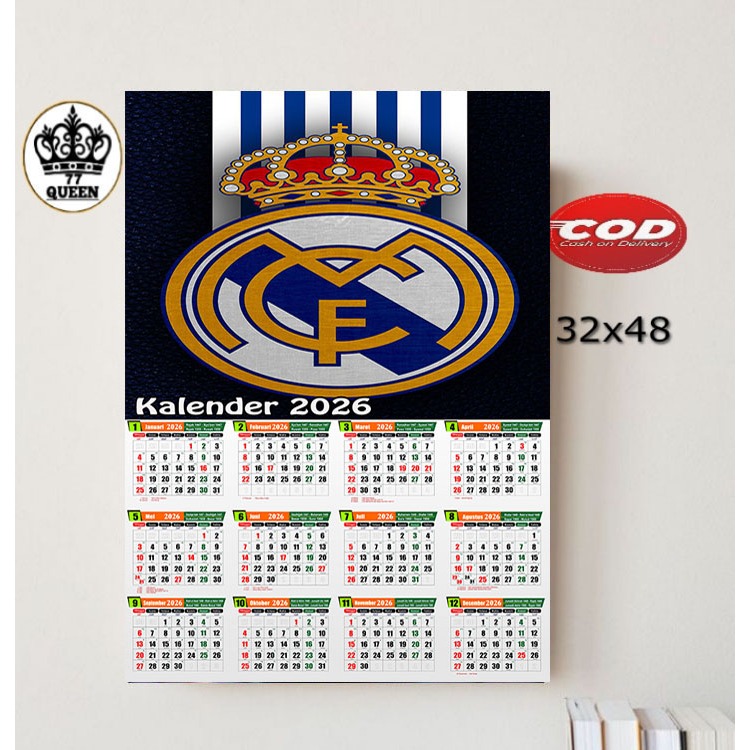 แคลิฟอร์เนียปี 2026/REAL MADRID THEME CALENDAR/REAL MADRID WALL CALENDAR/HOME WALL DECORATION
