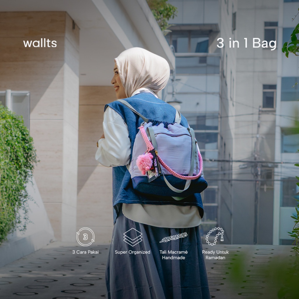 Wallts Oury 3 in 1 Tote Bag กระเป๋าสะพายกระเป๋าเป้สะพายหลังสําหรับเสื้อผ้าสวดมนต์รอมฎอน