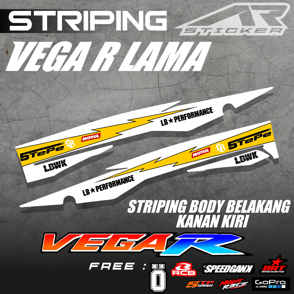 Yamaha Vega R Old Striping Stickers, กล่องสติ๊กเกอร์ Vega, Racing Liberty Walk Motif Variations