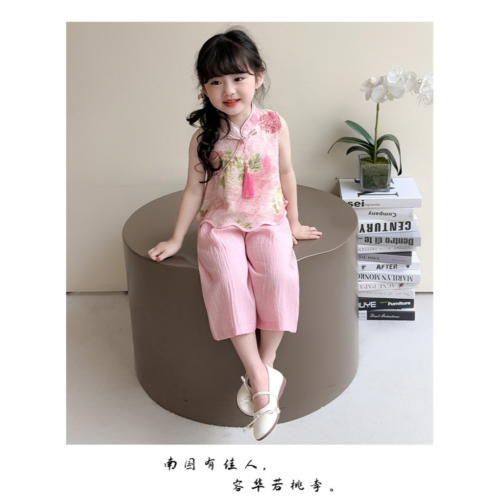 Qibao Pink Cheongsam ชุดสําหรับสาวตรุษจีน CNY