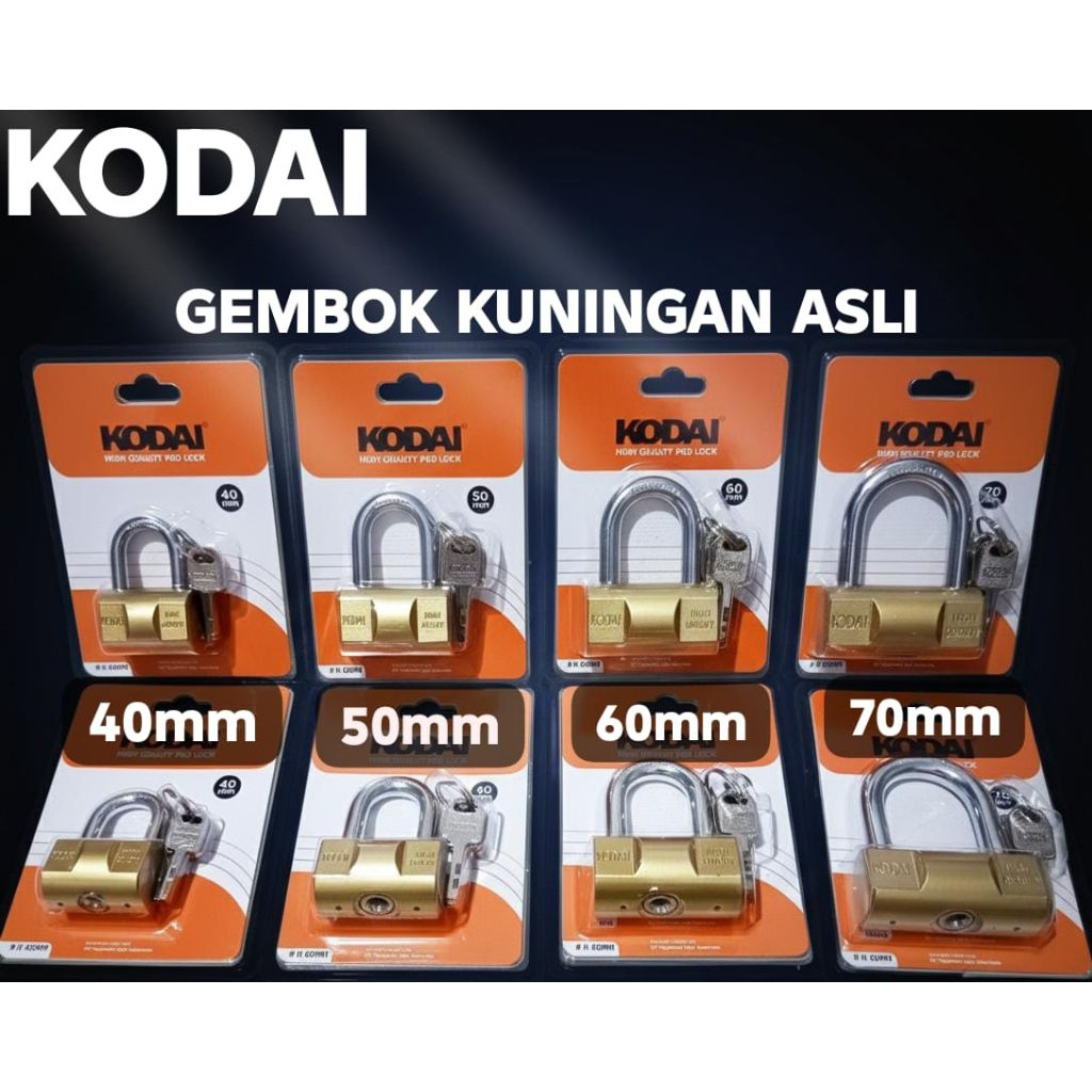 ! KODAI BRASS FENCE PADDLOCK 40-50-60-70MM - HOUSE FENCE PADDLOCK - GATE PADDLOCK
