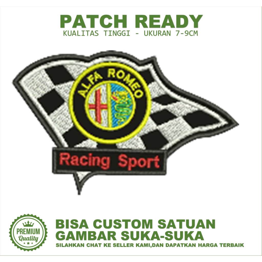EMBLEM PATCH EMBROIDERY IMAGE ALFA ROMEO RACING SPORT EMBROIDERY TESTIMONI-BC