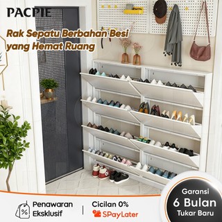 Rak Sepatu Susun Tertutup / Lemari Sepatu Tingkat Dinding Tempel Aesthetic Minimalis Besi Anti Jamur