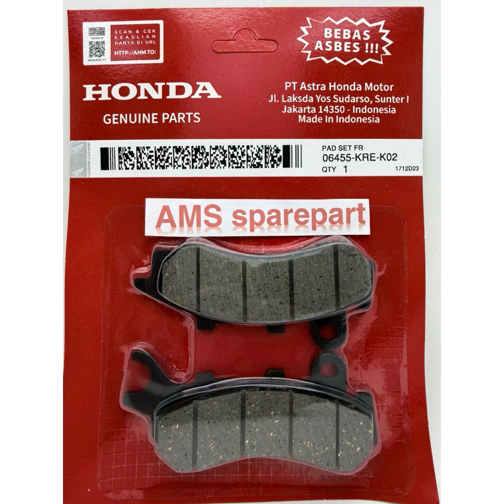 ผ้าเบรกหน้าสําหรับ HONDA PCX 150 PCX 160 ADV 150 ADV 160 06455-KRE-K02