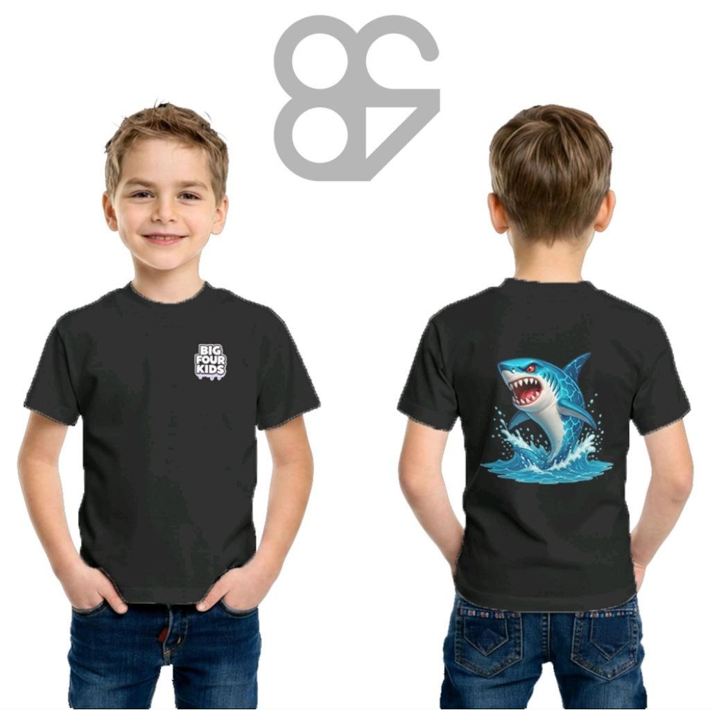 BIGFOURKIDS เสื้อยืด Baby Shark สําหรับเด็กชายและเด็กหญิง | เสื้อยืด โกรธ ปลาฉลาม สําหรับเด็กชายและเ