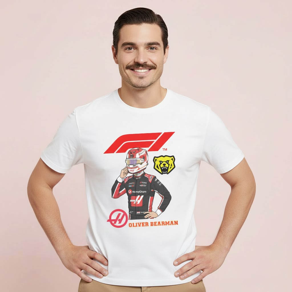 Oliver Bearman F1 Cotton Combed Premium T-SHIRT แขนและแขนยาว