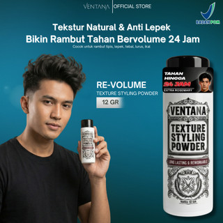 Ventana Texture Styling Powder 12 Gr - Hair Powder Styling Rambut Pria Wanita Volumizing Matte Bubuk Penata Rambut Lepek Tahan Lama Hair Product Cowok Pomade Rambut Kering Kandungan Rosemary