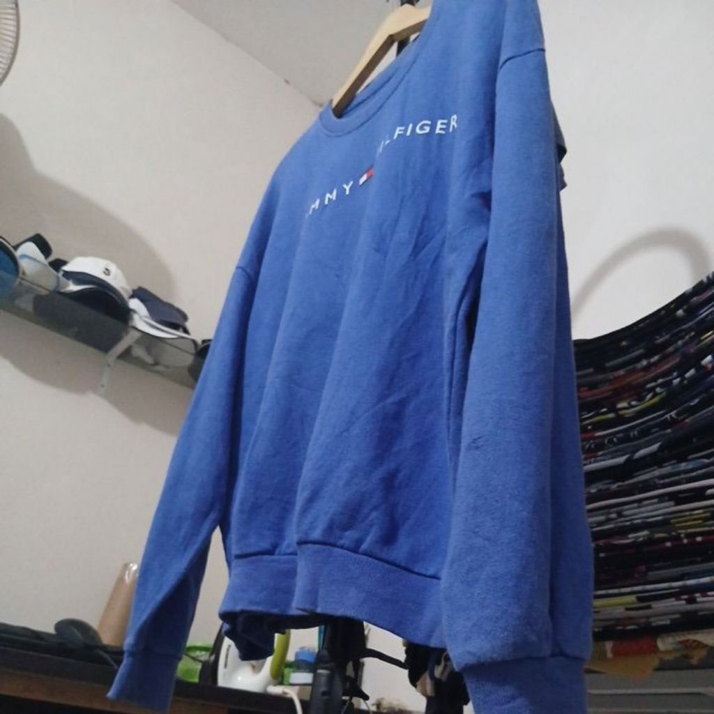 KATUN Crewneck ผ้าฝ้ายเสื้อยืด cn แขนยาวหนาไฟฟ้าสีฟ้าสี T0MMY H3F1G3R วินาทีขนาด XL ld 124 ซม.Pjg 67