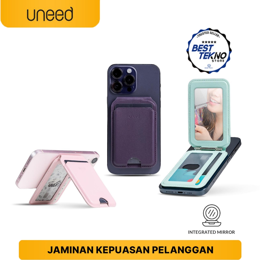 UNEED UPH917 Magnetic Card Holder Phone Wallet with Mirror