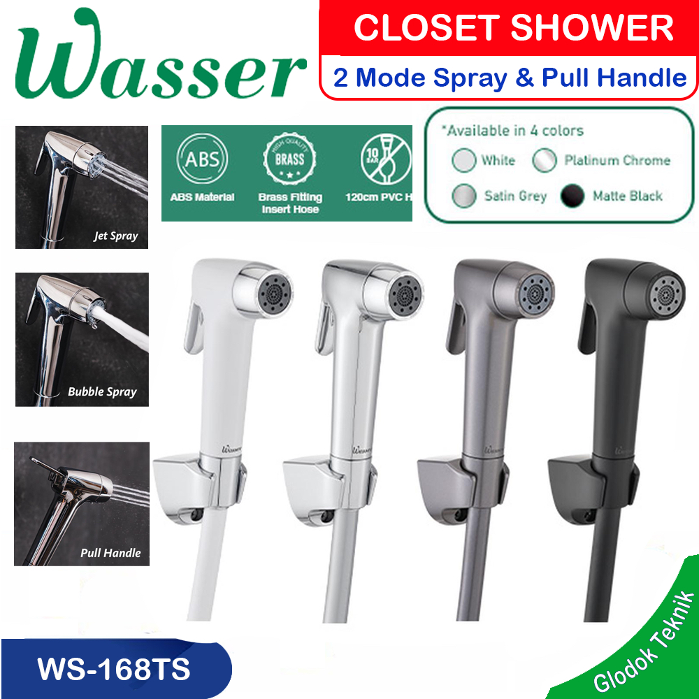 Wasser Shower Closet - Jet Shower Spray - Shower Toilet พร้อมโหมดสเปรย์ 2 โหมดและด้ามจับดึง WS-168TS