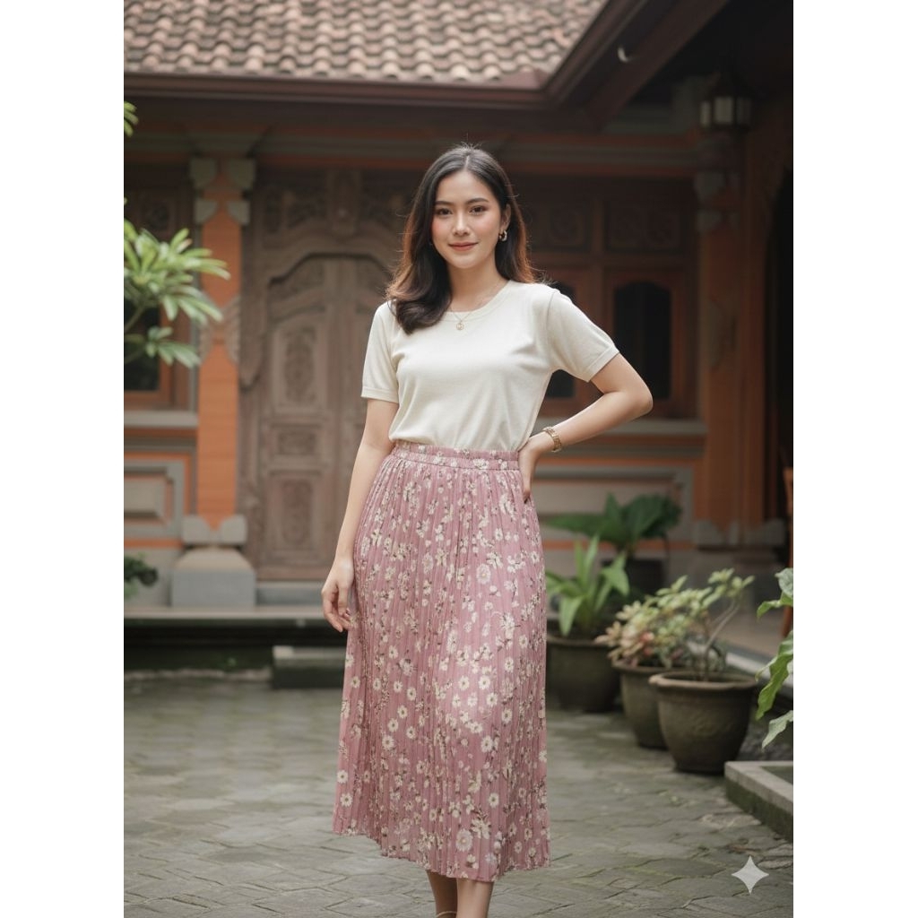 [ RWD ] กระโปรง Plessket ลายดอกไม้