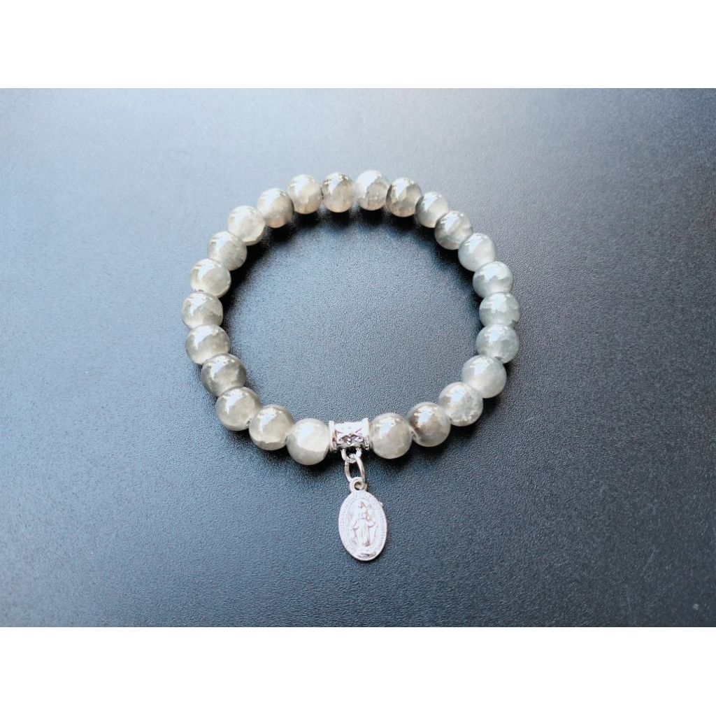 G985 MOTHER MARY BRACELET HEAVY PEARL CRYSTAL GLASS JADE LUXURY CATHOLIC BRACELET