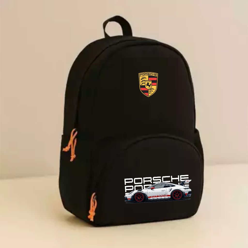 PORSCHE Terraforma - กระเป๋าเป้สะพายหลังสีดํารถปอร์เช่มีสไตล์สําหรับเด็กชายและเด็กหญิง XD1